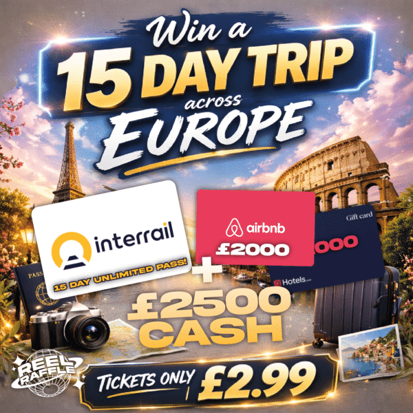 Win a 15 day Trip around Europe for 2! Unlimited Train Pass, £2500 Spending Money & £2000 Airbnb/Hotels.com Voucher!