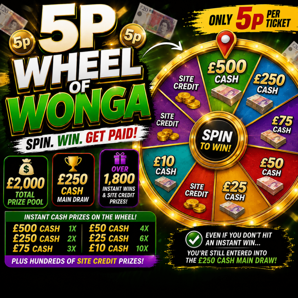 Reel Raffle 🎡 5p Wheel Of Wonga 🎡 – Reel Raffle
