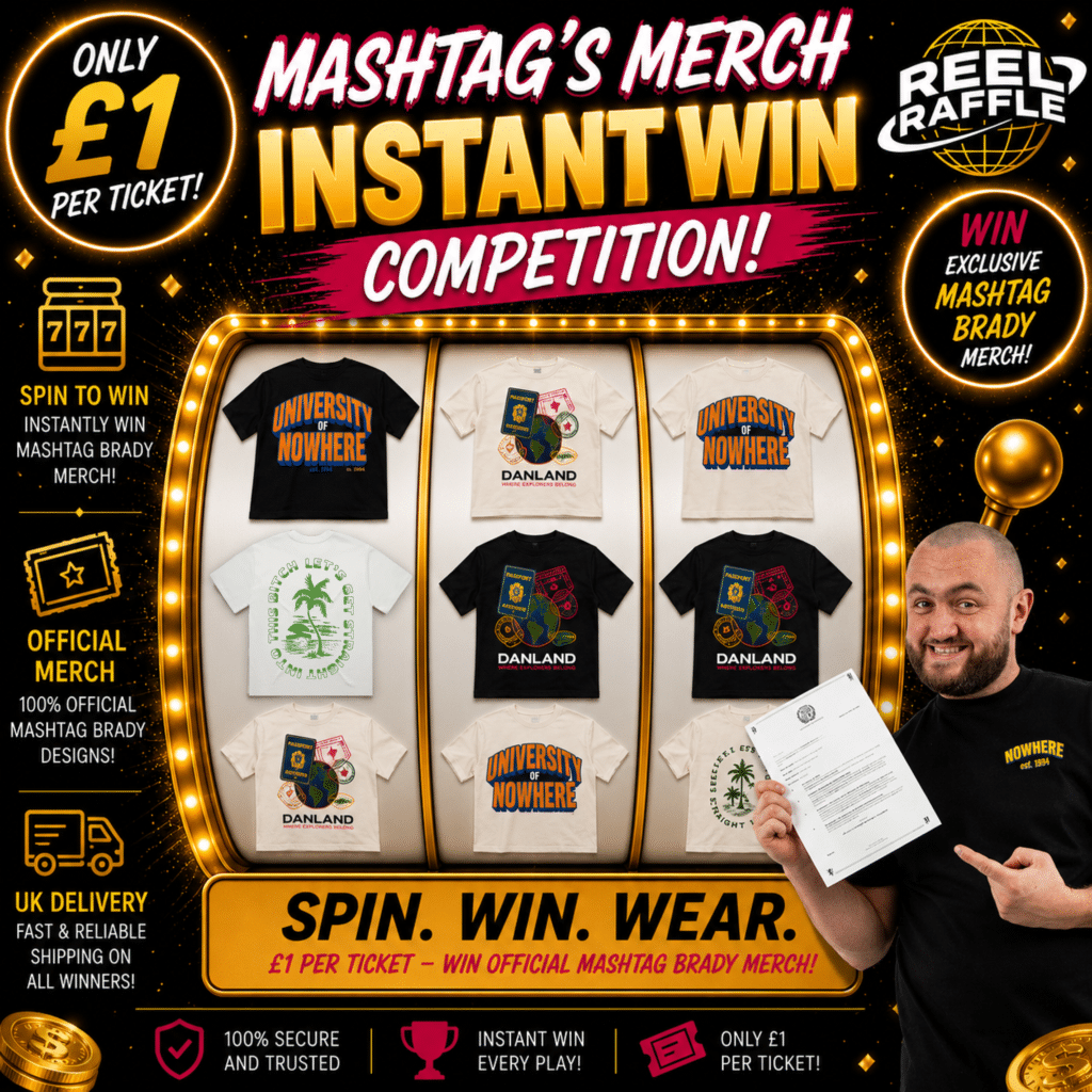 Reel Raffle MASHTAG’S MERCH – INSTANT WIN! – Reel Raffle
