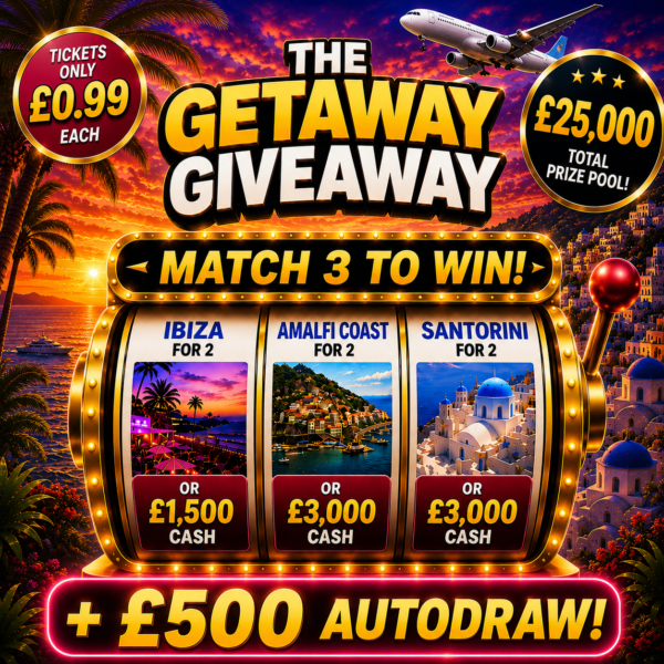 THE GETAWAY GIVEAWAY! Instant Win Holidays + £500 Live Draw!